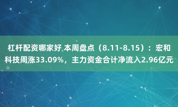 杠杆配资哪家好 本周盘点（8.11-8.15）：宏和科技周涨33.09%，主力资金合计净流入2.96亿元